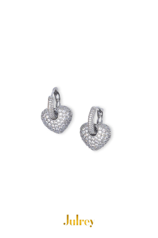 Sparkling Heart Hoop Earrings
