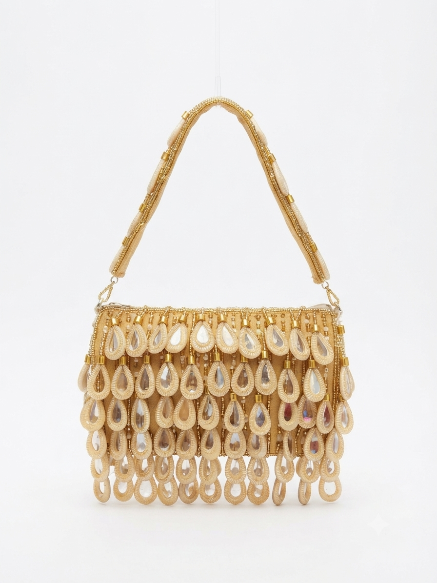 Ethnic mirror Fringe Bag