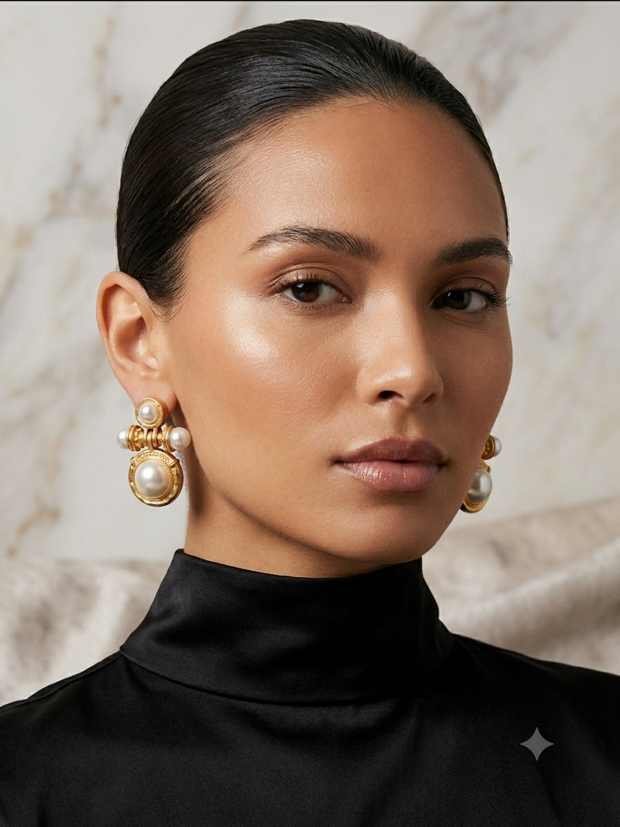 Vintage Pearl Regal Statement Earrings