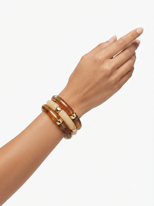 Bamboo Beaded Stack Of 3