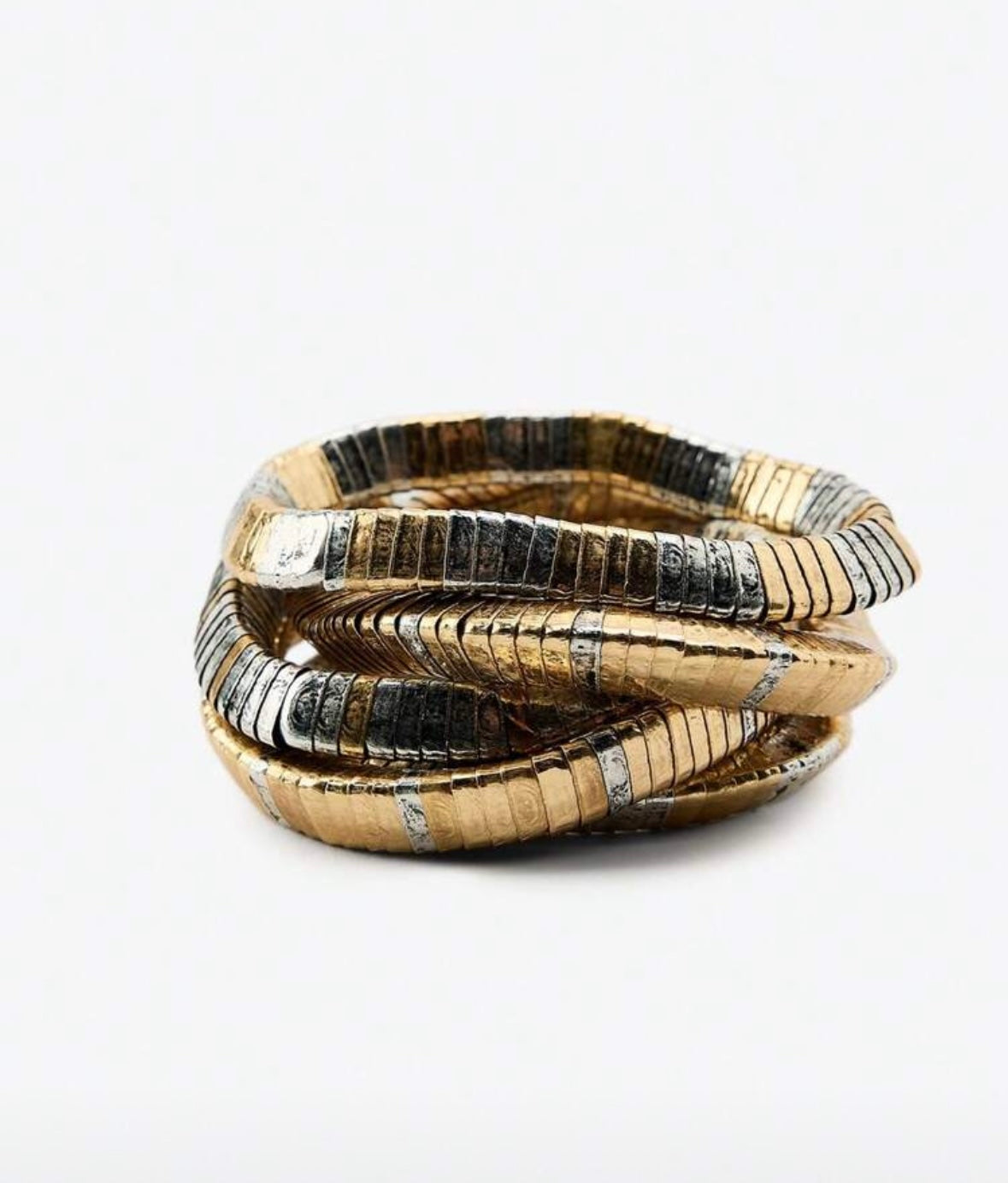Pack of 5 elastic bracelets with mix metals