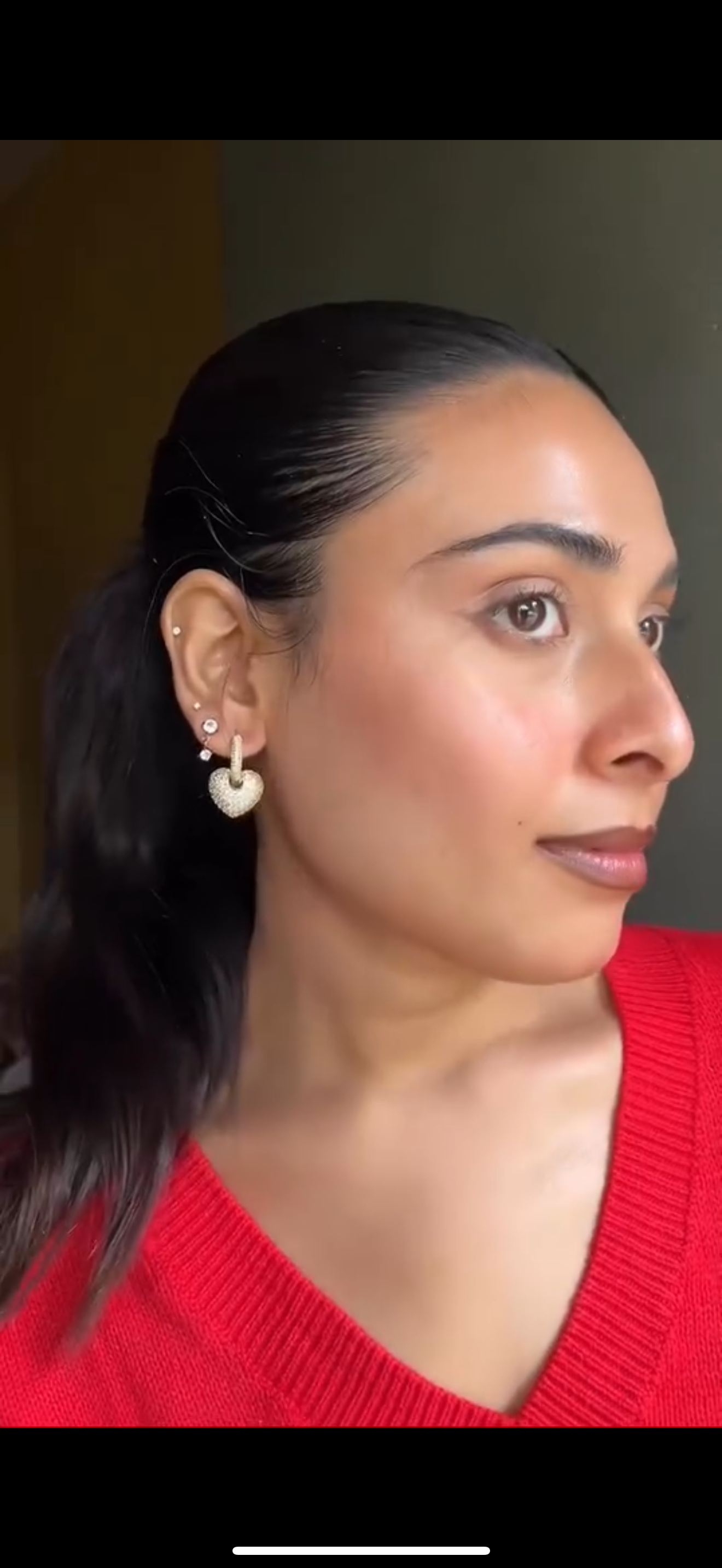 Sparkling Heart Hoop Earrings
