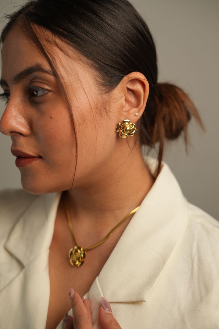 Stunning french rose earrings + French rose necklace combo