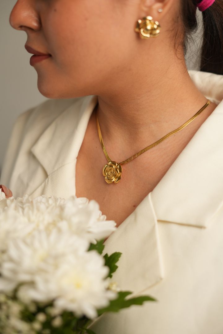 Stunning french rose earrings + French rose necklace combo