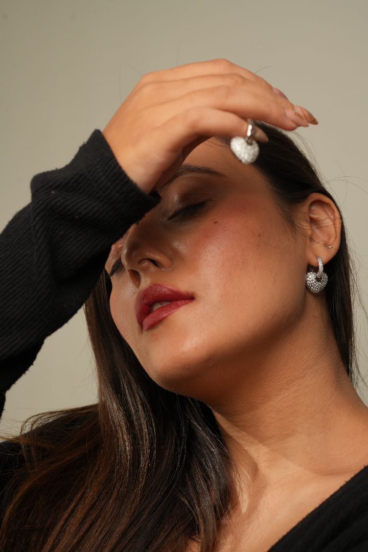 Sparkling Heart Hoop Earrings