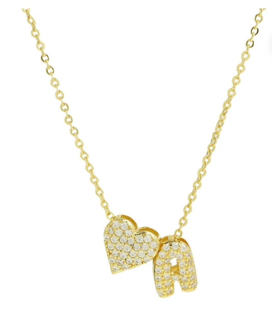 Initial necklace with heart and alphabet