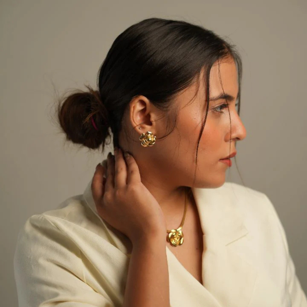Stunning french rose earrings + French rose necklace combo