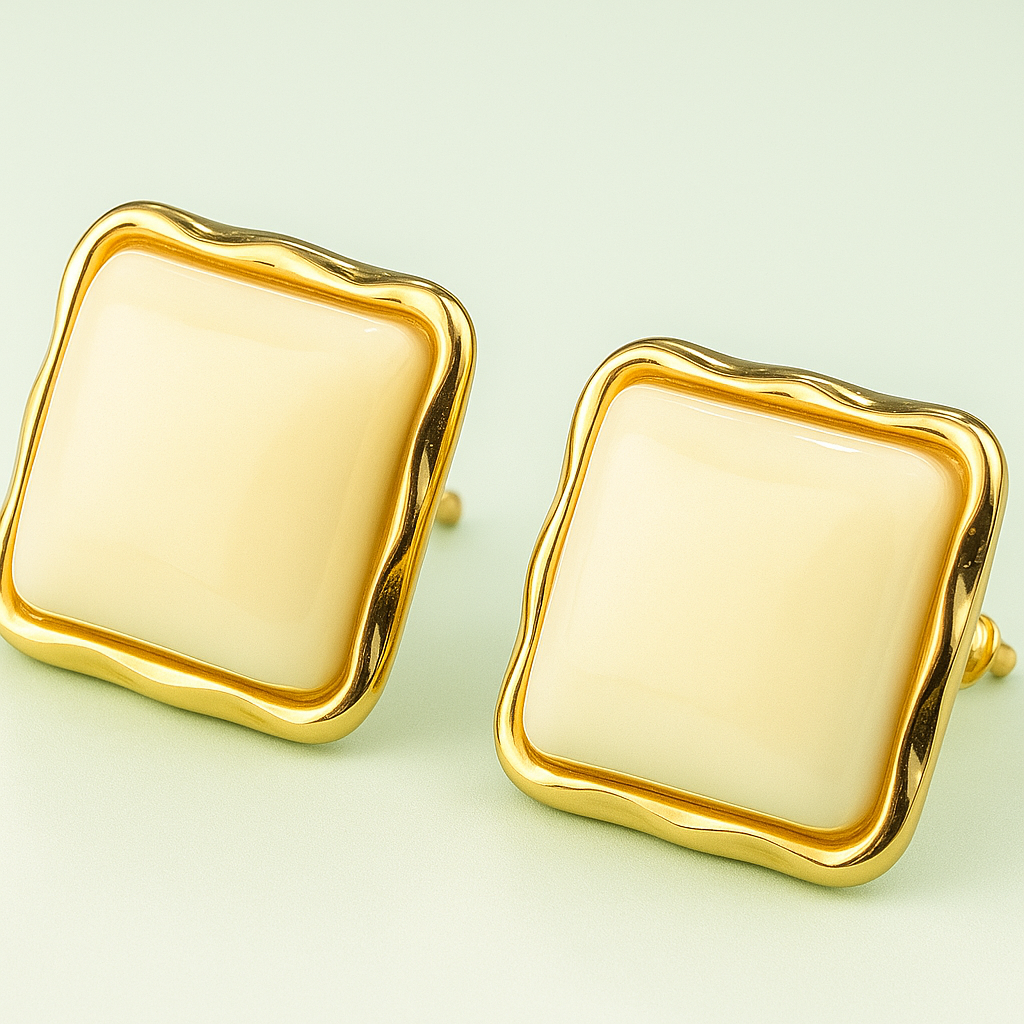 butter yellow square earring