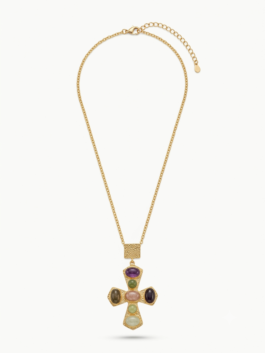 Multi-stone cross pendant