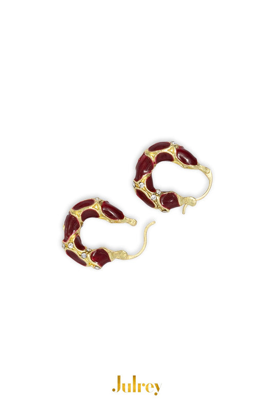 Red Enamel Hoop Earrings