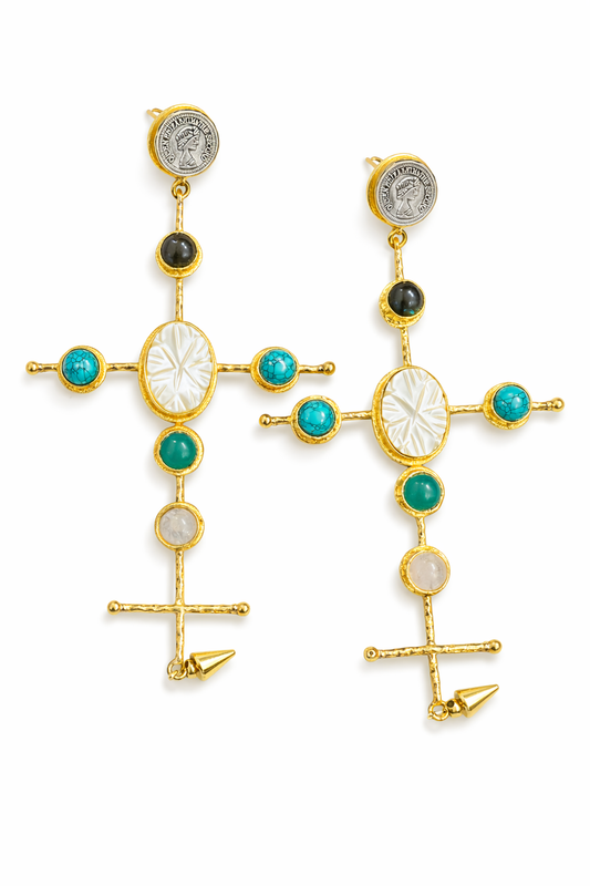 Motherpearl Cross Earrings