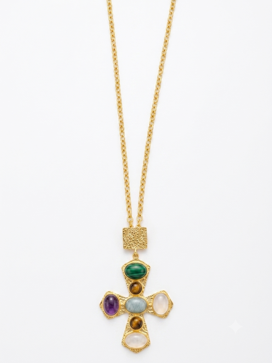 Multi-stone cross pendant
