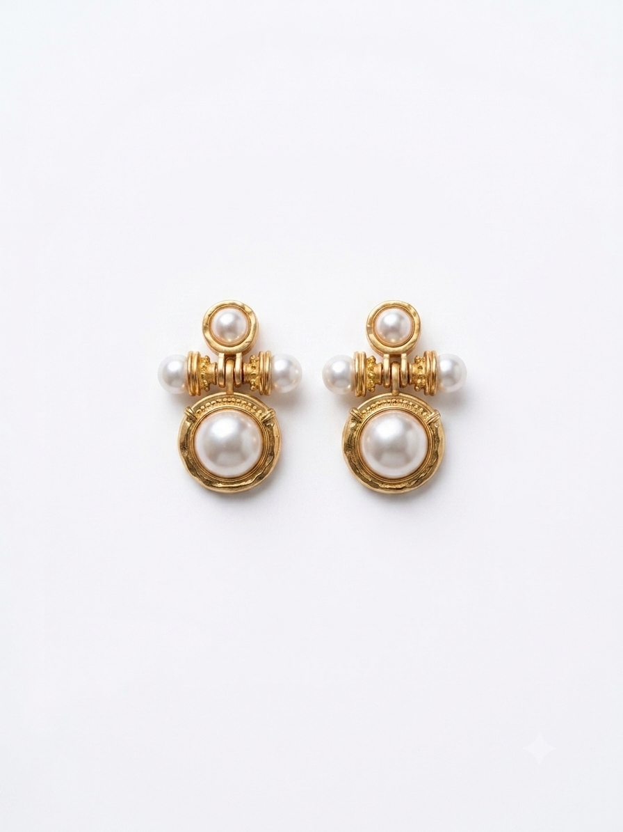 Vintage Pearl Regal Statement Earrings
