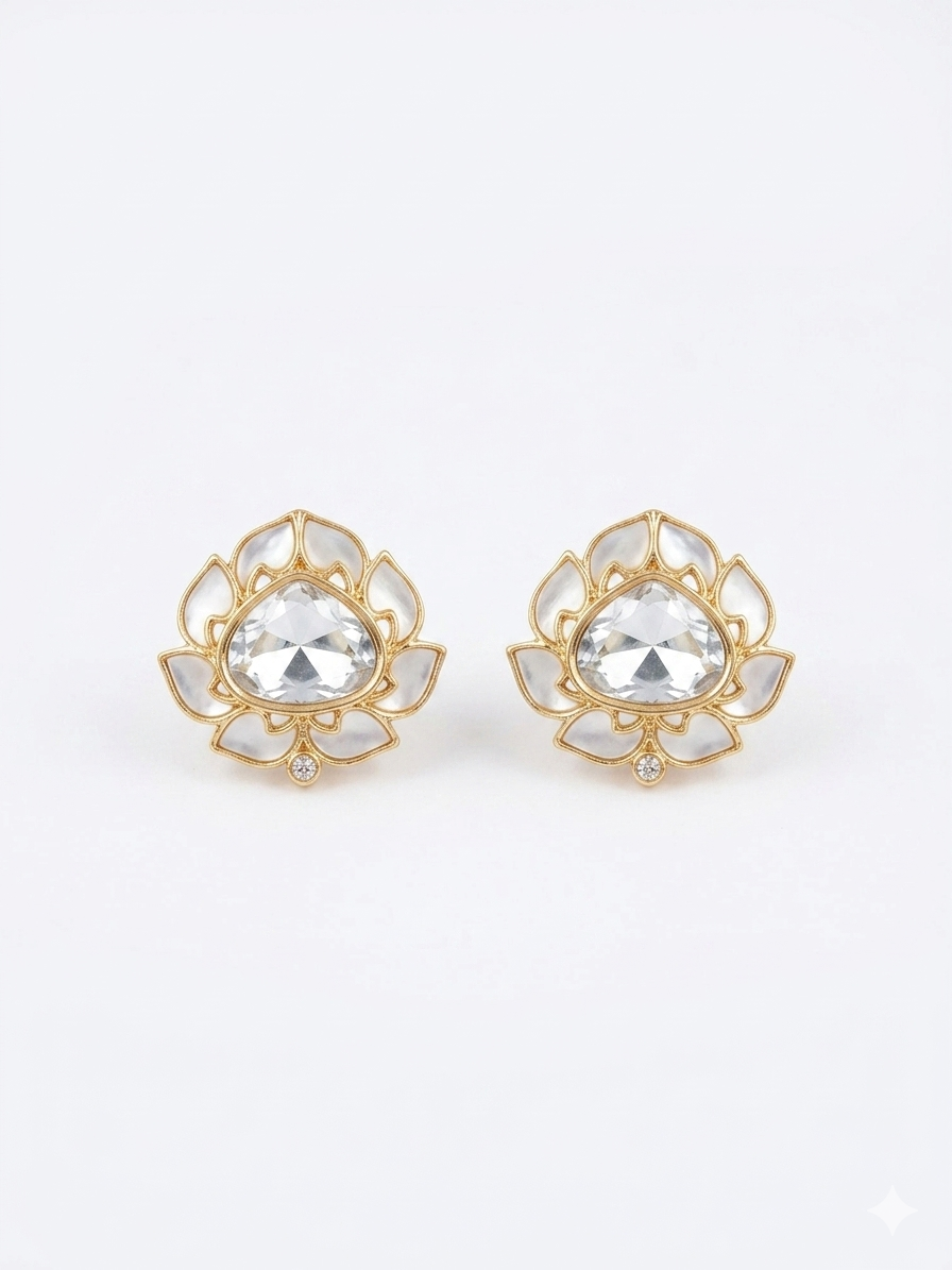 The Lotus Kundan Earrings