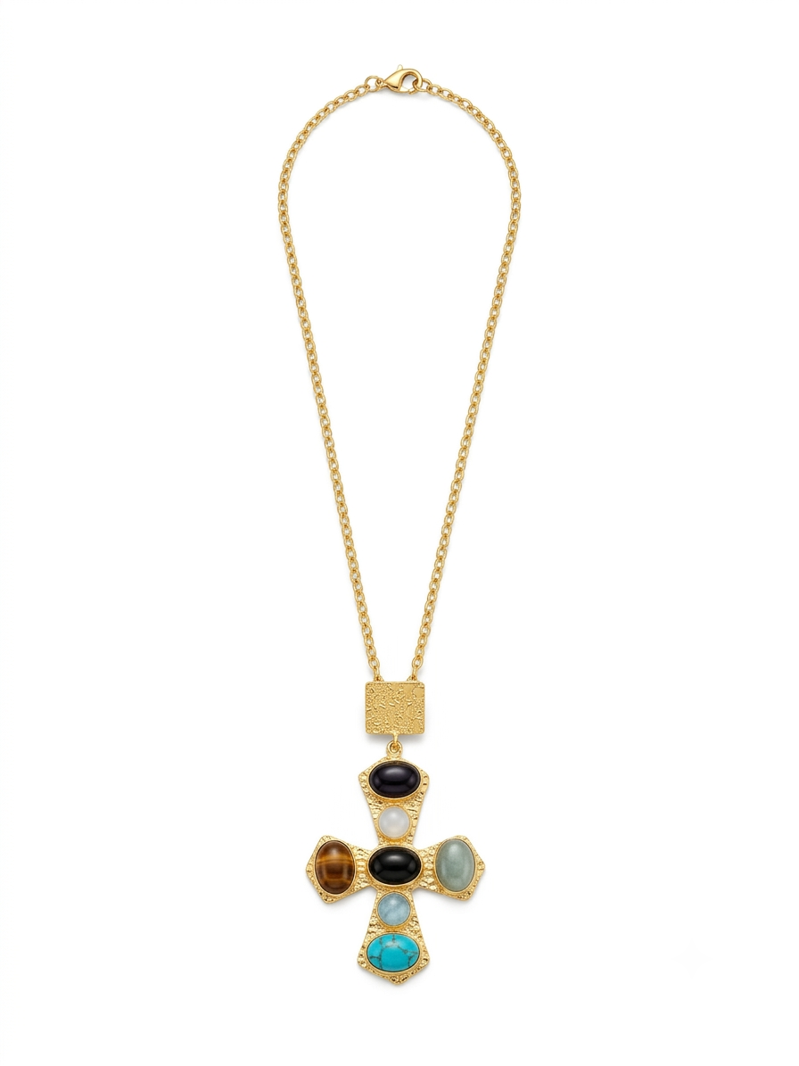 Multi-stone cross pendant