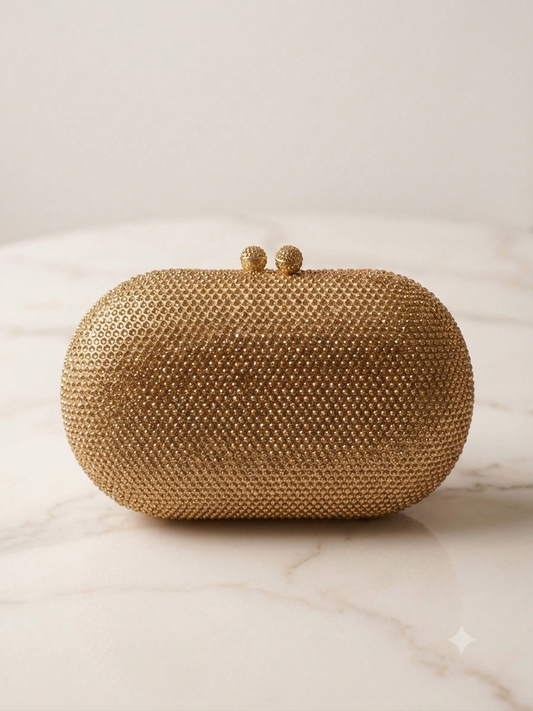 Champagne Gold Crystal Clutch