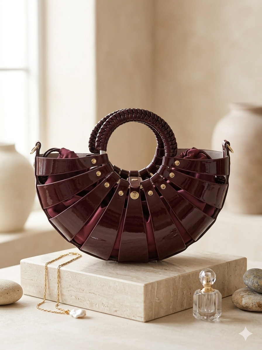 Burgundy Halo Crescent Bag
