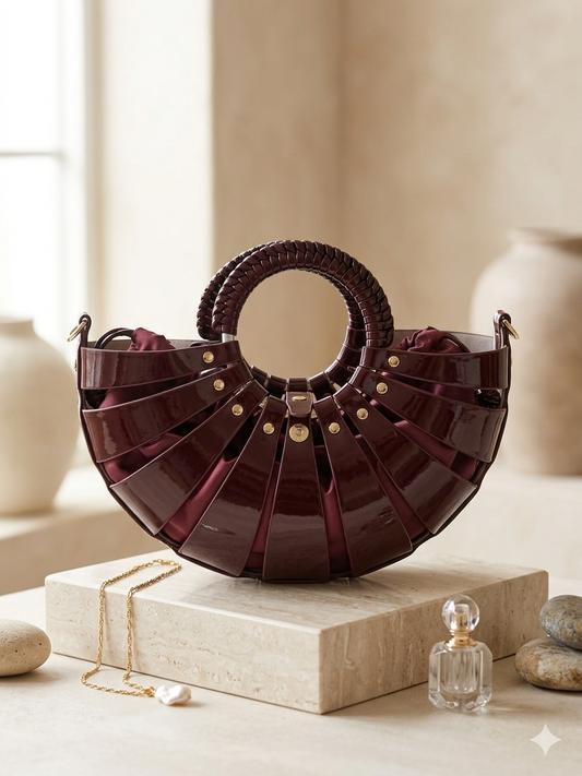 Burgundy Halo Crescent Bag