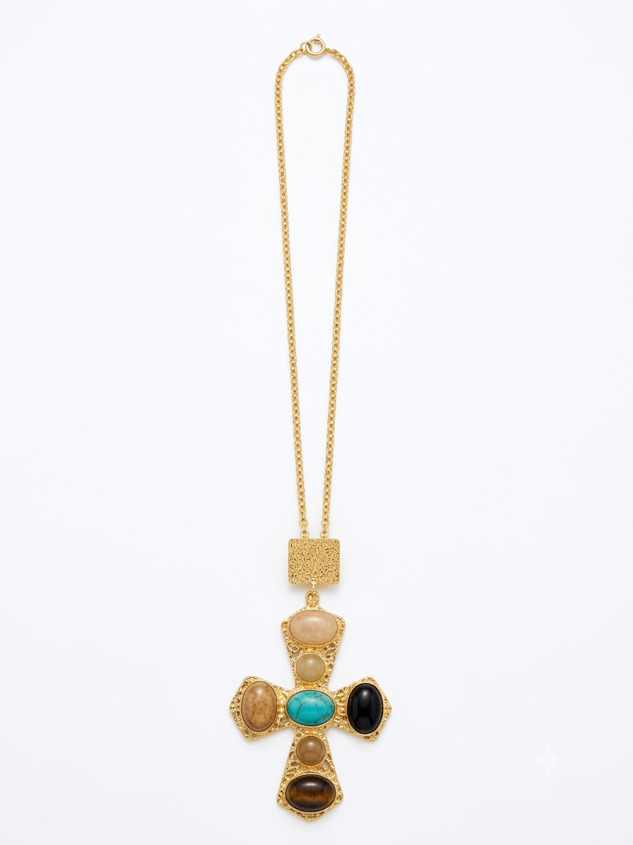 Multi-stone cross pendant