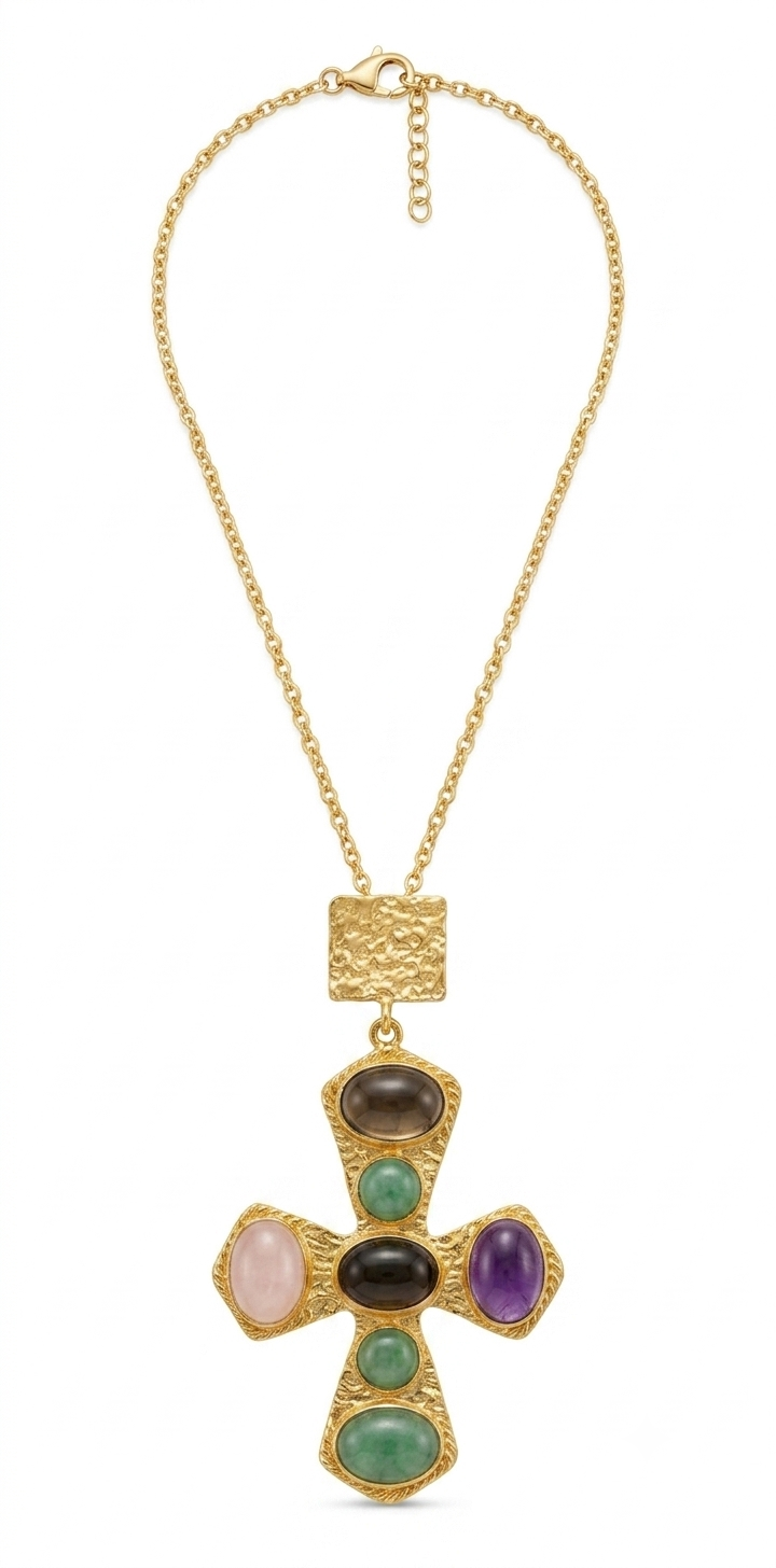 Multi-stone cross pendant