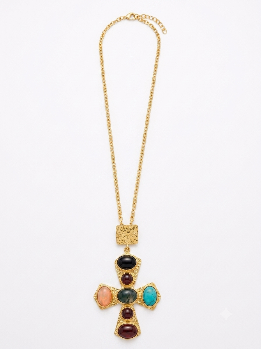 Multi-stone cross pendant