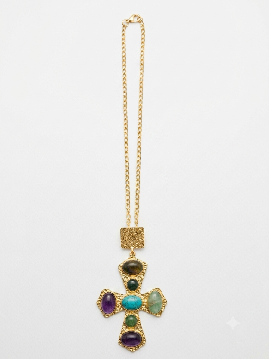 Multi-stone cross pendant