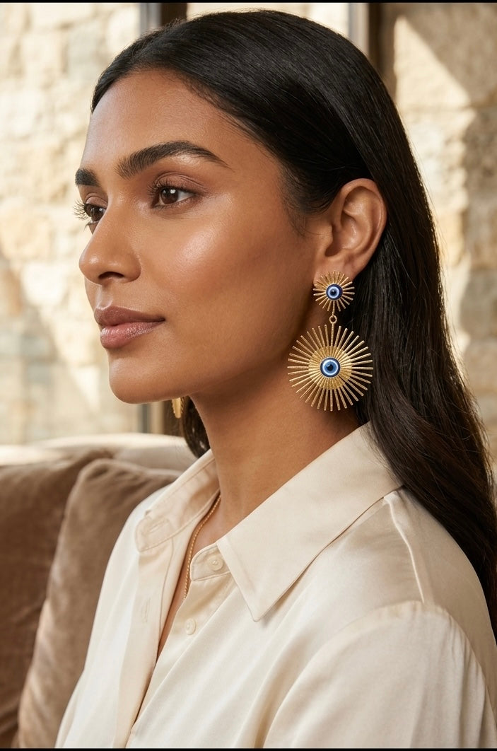 Elegant evil eye earrings