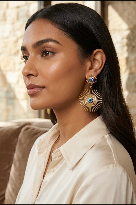 Elegant evil eye earrings