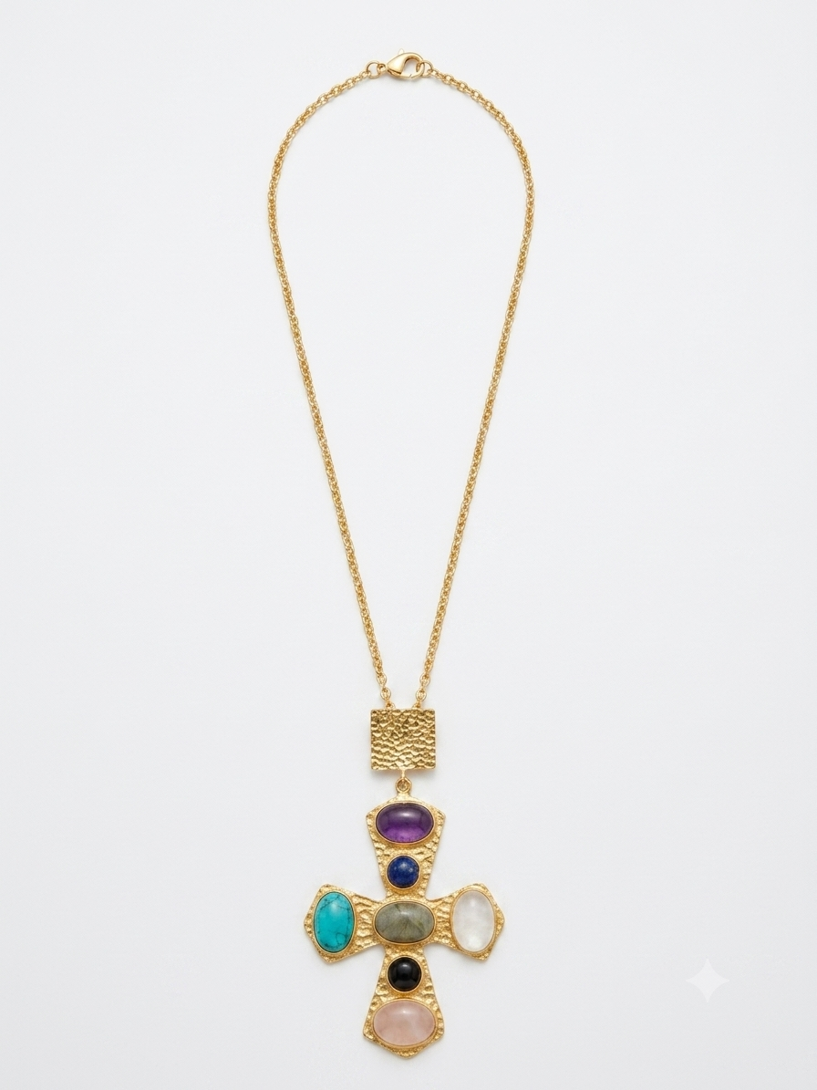 Multi-stone cross pendant