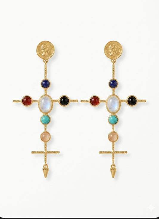 Boho Statement Cross Earrings