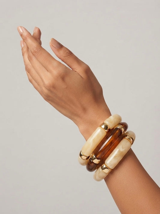 Bamboo Beaded Stack Of 3
