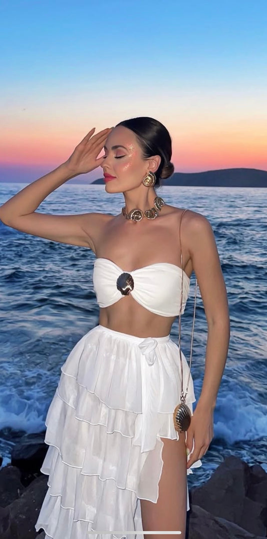 Most trendy Seashell Arc Necklace and Seashell Arc Earrings Combo