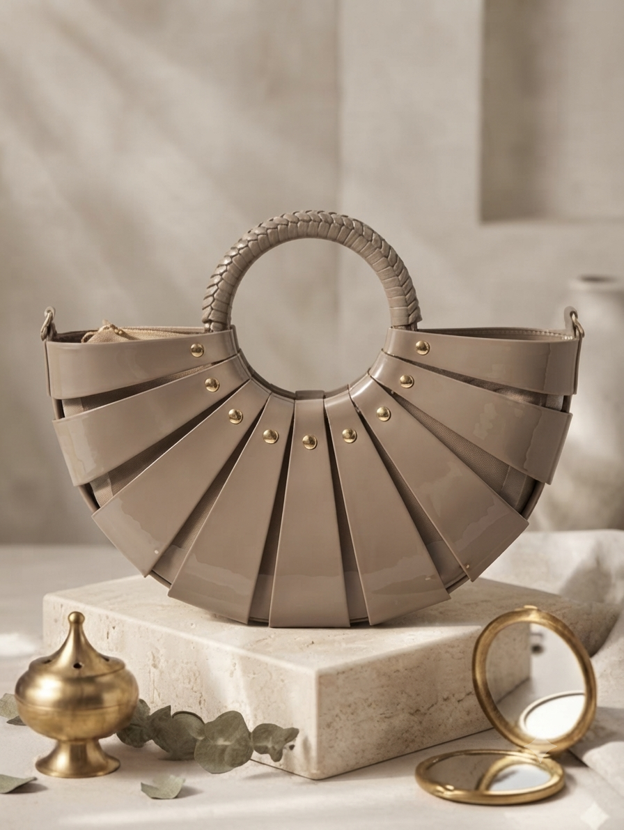 Beige Halo Crescent Bag