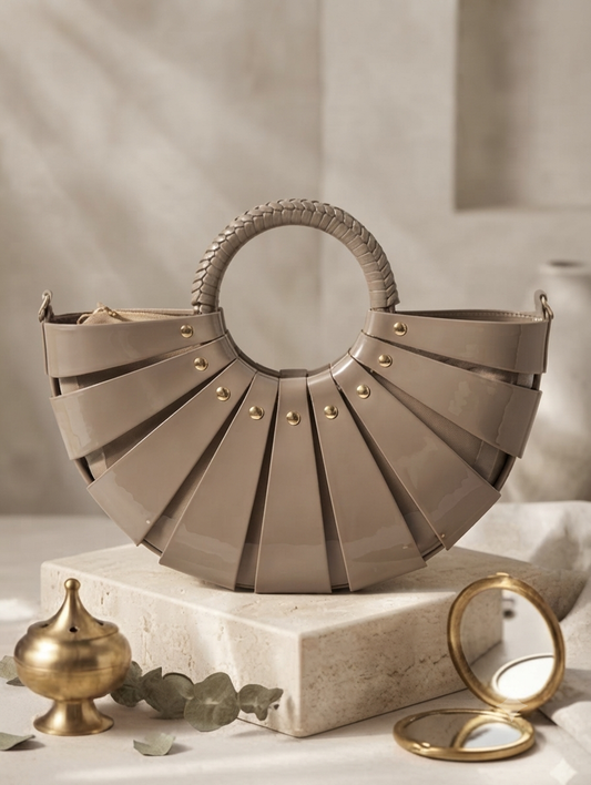 Beige Halo Crescent Bag