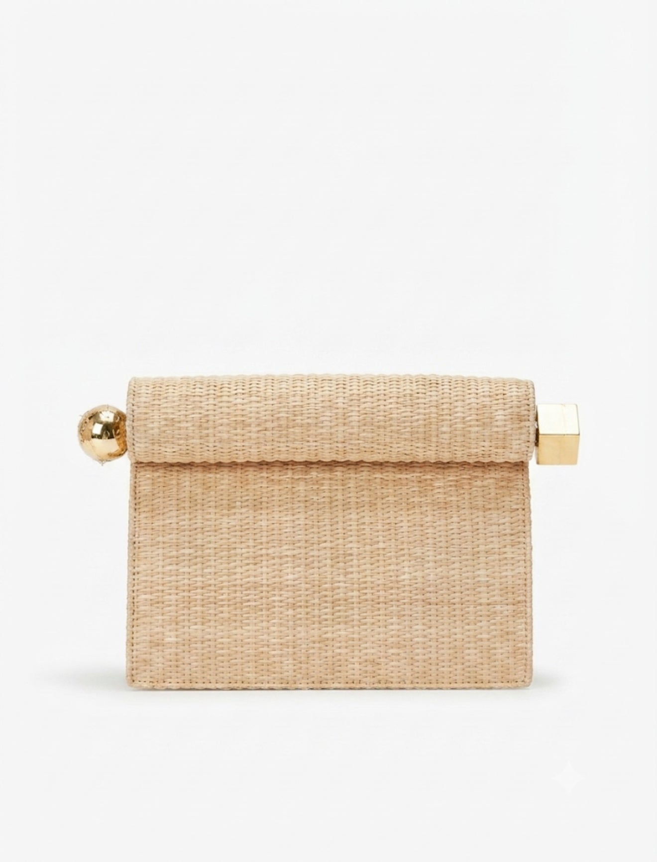 Raffia Roll- Top Clutch