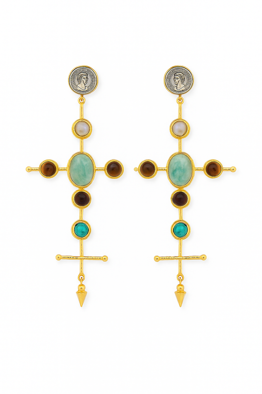 Divine Drop Cross Earrings