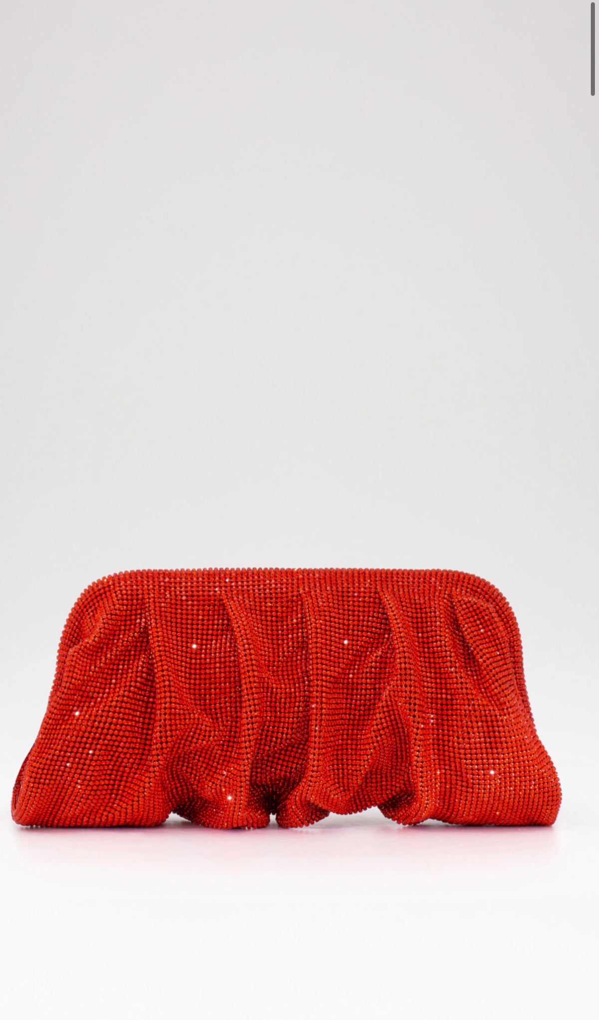 Red Rhinestone Mesh Clutch