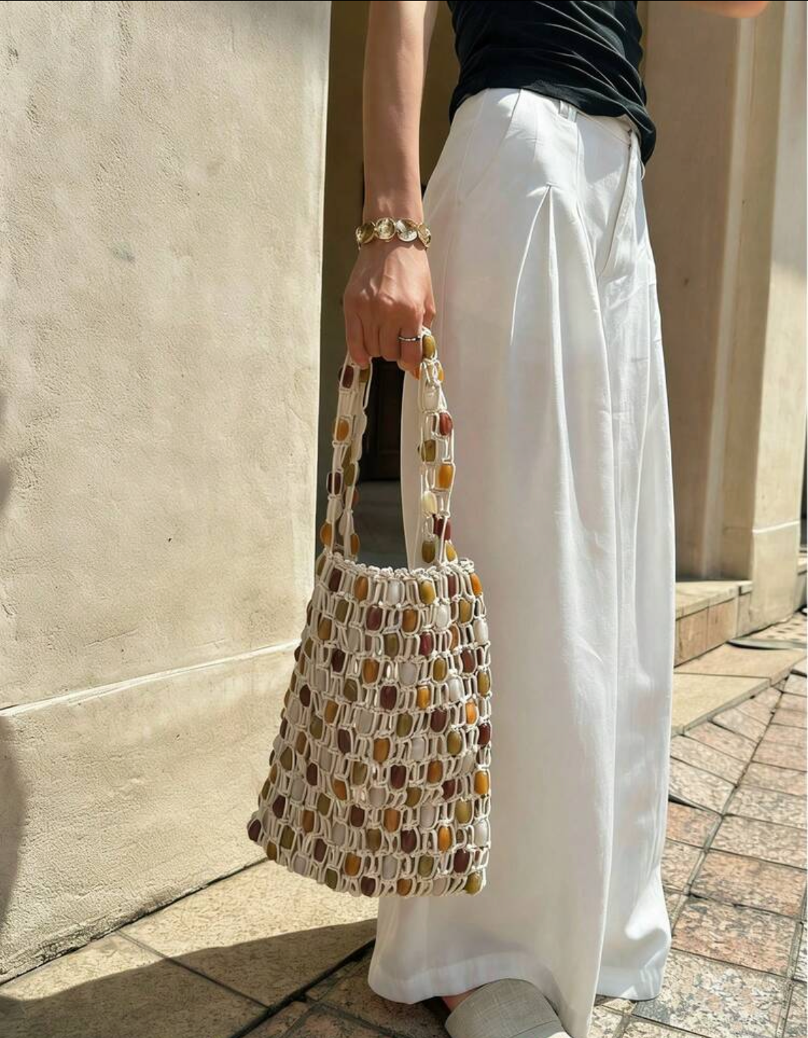 Stone beaded bag