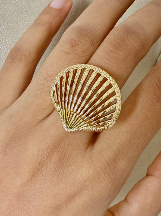 Golden Shell Statement Ring