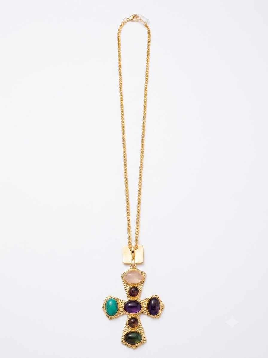 Multi-stone cross pendant