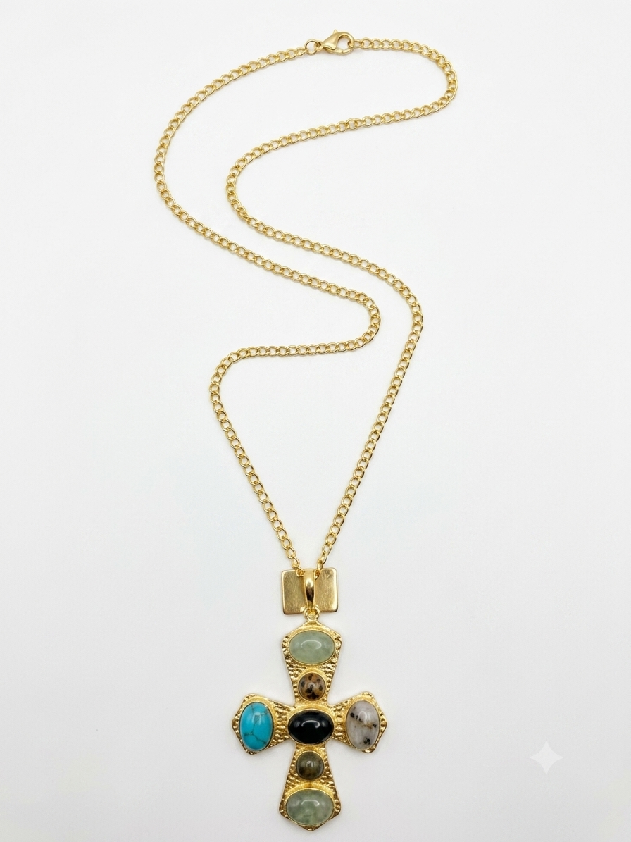 Multi-stone cross pendant