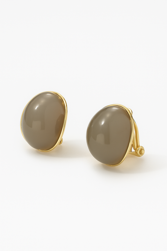 Greyish Brown Ivory Glow Earrings