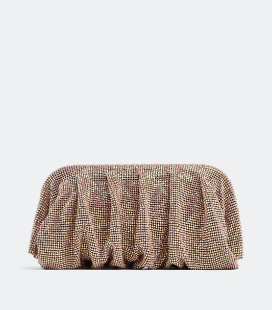 Pink Rhinestone Mesh Clutch