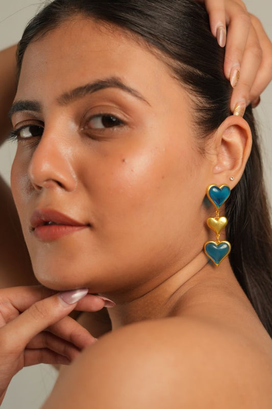 Triple Heart Drop Earrings