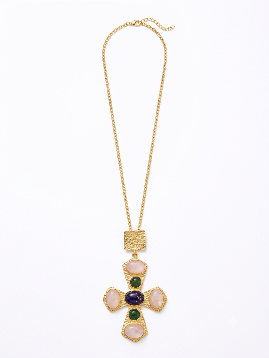 Multi-stone cross pendant