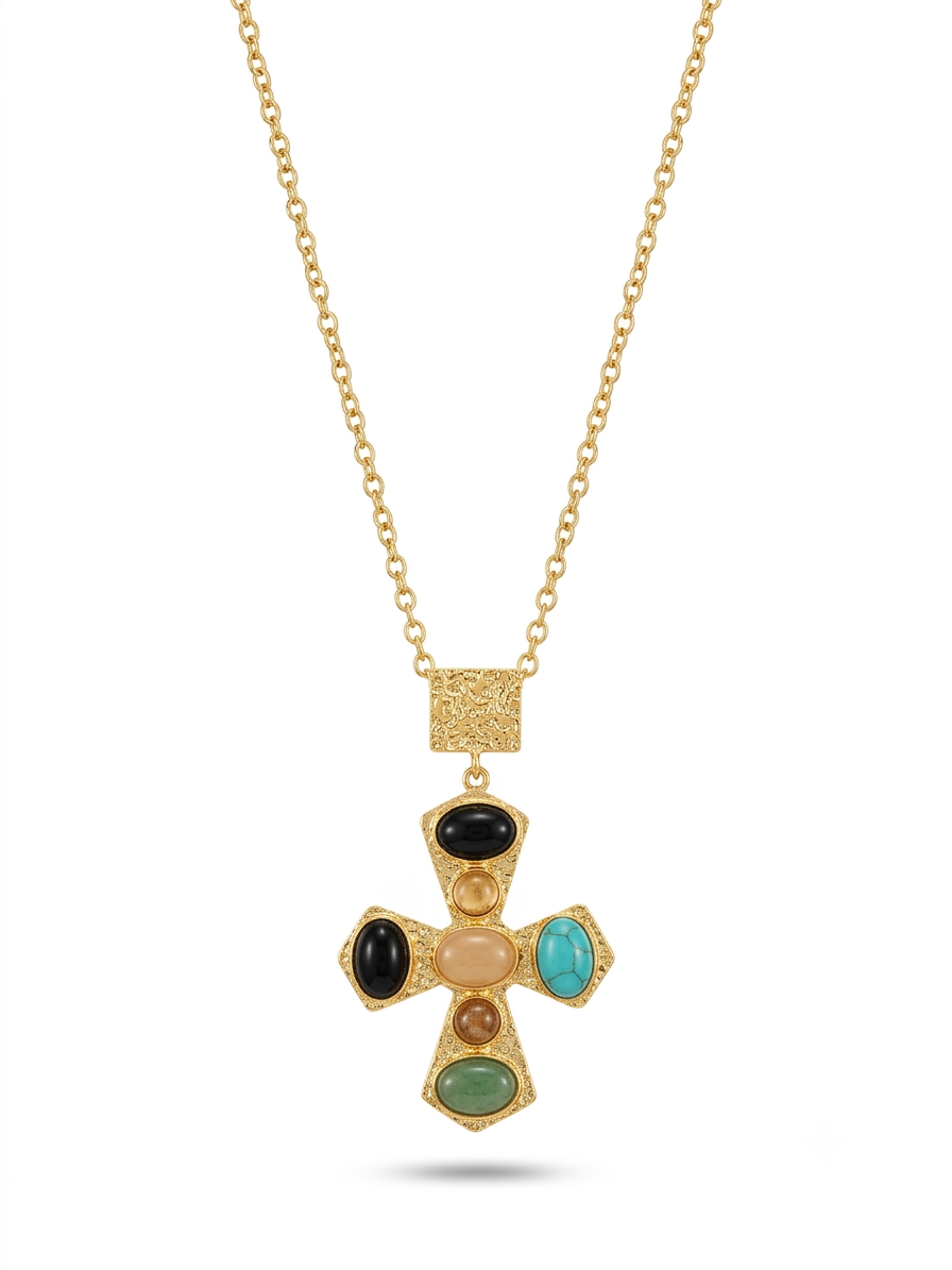 Multi-stone cross pendant
