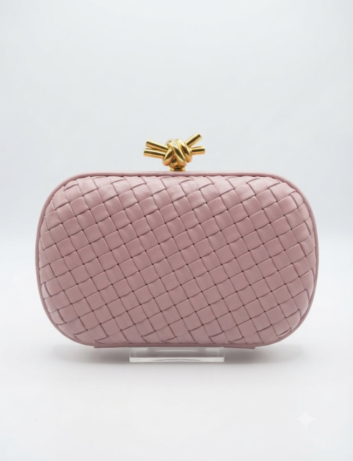 Pink Woven Metallic Clutch