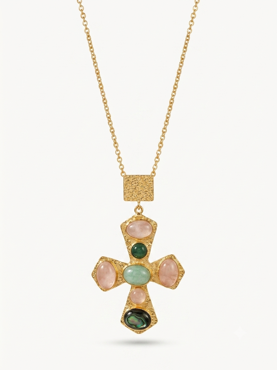 Multi-stone cross pendant