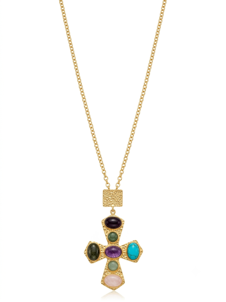 Multi-stone cross pendant