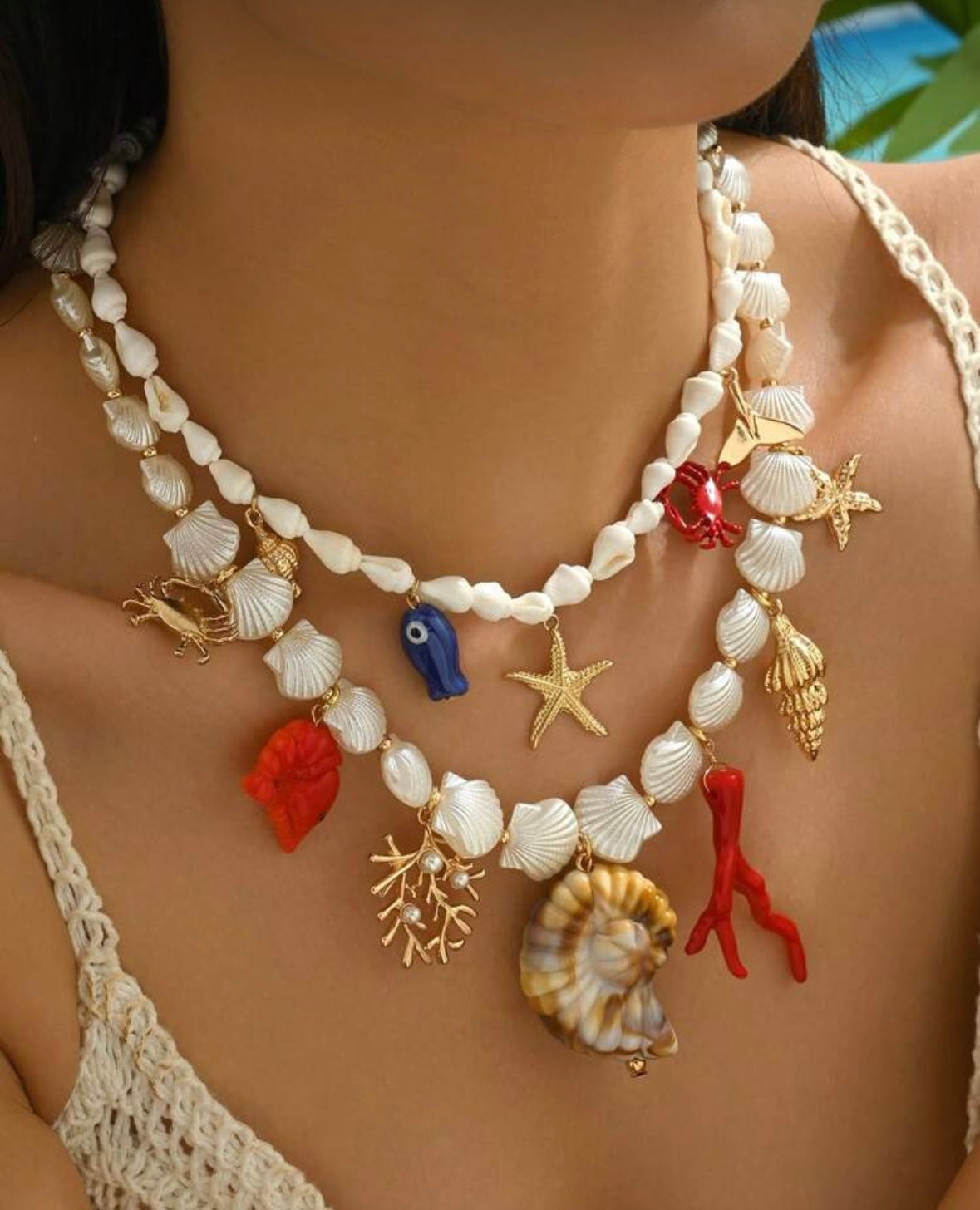 Charm necklace 2 pices set